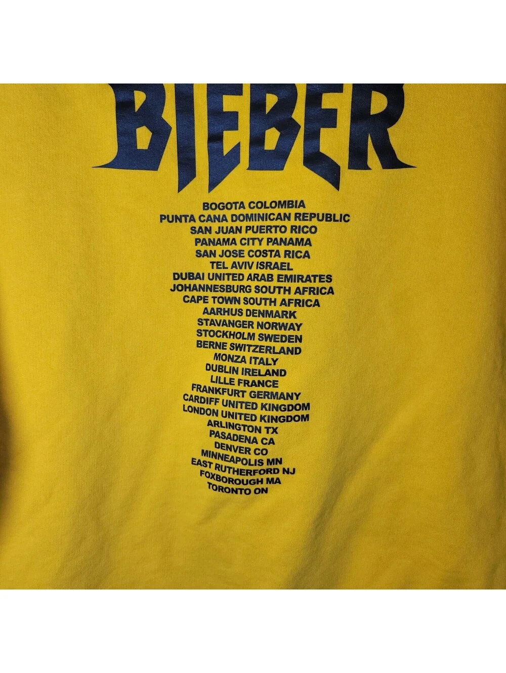 Justin Bieber Purpose Tour Sweatshirt Mens Medium Yellow Checkerboard